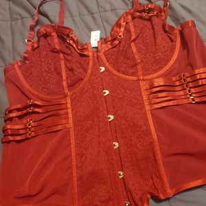 NWT RED LACE & MESH STRAPPY UNDERWIRE BUSTIER